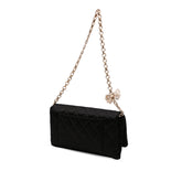 CC Quilted Satin Butterfly Chain Clutch